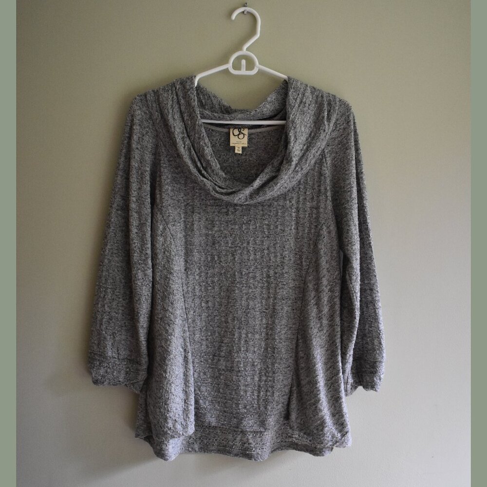 Anthropologie - One September - Cowl-Neck Gray Long Sleeve Shirt